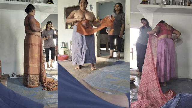 Naughty Mom Changing After Bath – Infront Him And Her Sis Leaked Mms Video